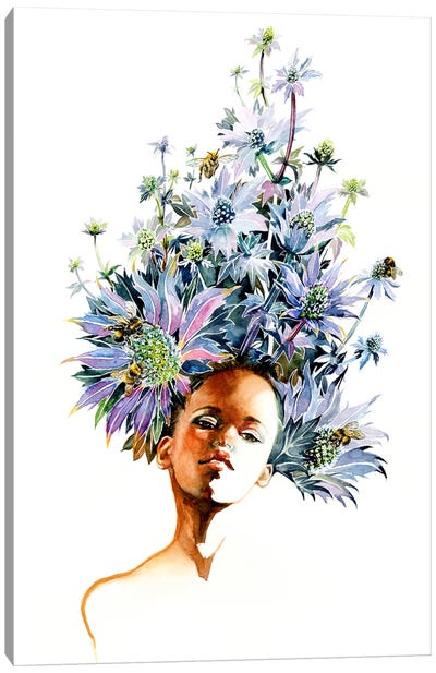 Floral Portrait Holly Canvas Art Print - Sunny Gu
