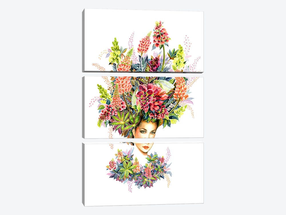 Floral Portrait Lupin by Sunny Gu 3-piece Canvas Print