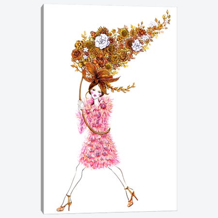 Flower Girl Pink Dress Canvas Print #SUN138} by Sunny Gu Canvas Print