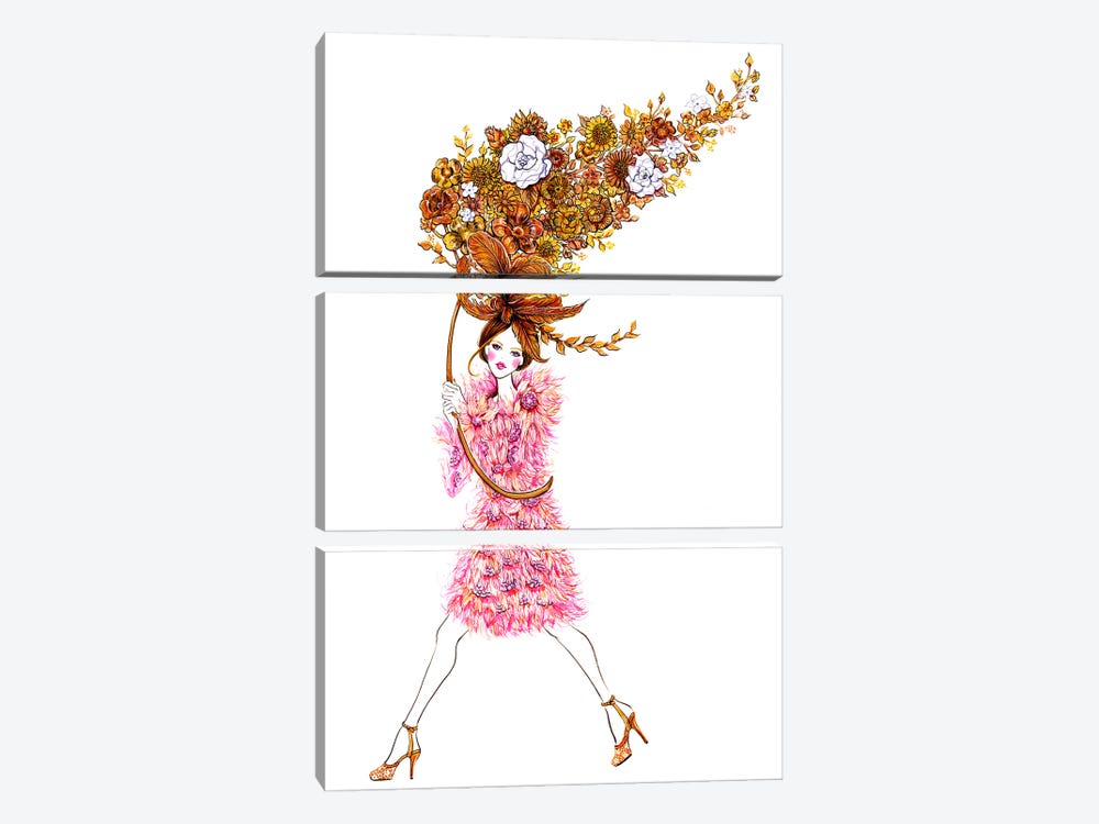 Flower Girl Pink Dress by Sunny Gu 3-piece Art Print