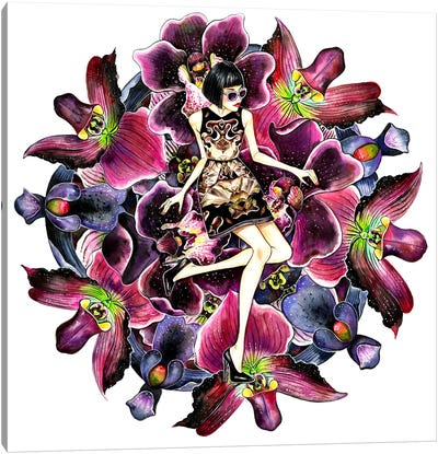 Flower Kaleidoscope Canvas Art Print - Orchid Art