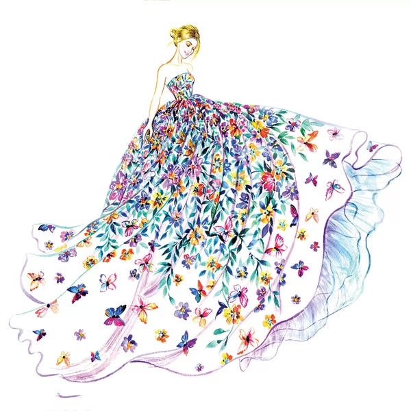 Fashion Illustrations: Flower Butterfly Dress by Sunny Gu