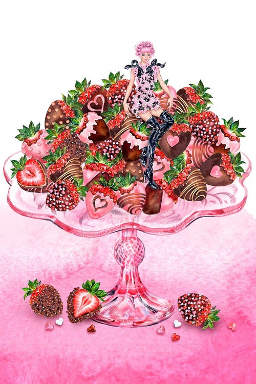 Girl Strawberry Dish by Sunny Gu wall art