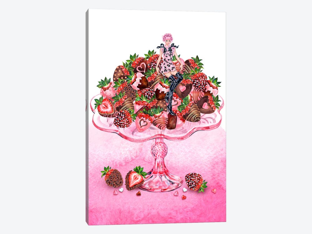 Girl Strawberry Dish by Sunny Gu 1-piece Canvas Art