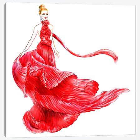Pretty In Red Canvas Print #SUN147} by Sunny Gu Canvas Art Print