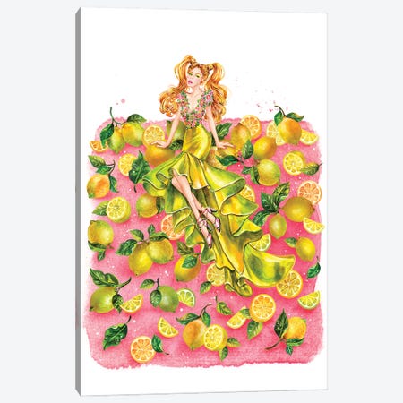 Lemon Girl Canvas Print #SUN167} by Sunny Gu Canvas Art Print