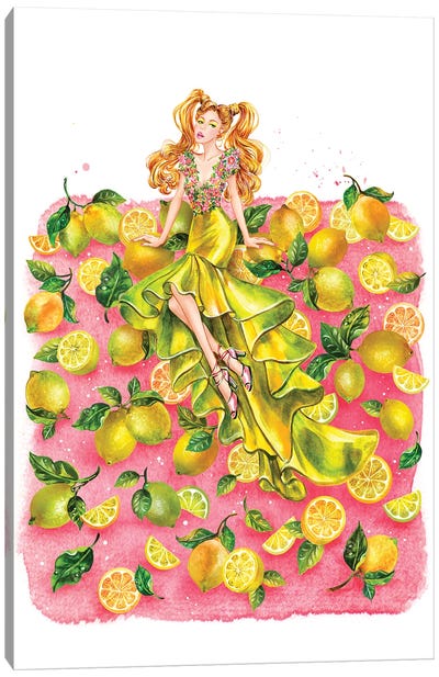 Lemon Girl Canvas Art Print - Lemon & Lime Art