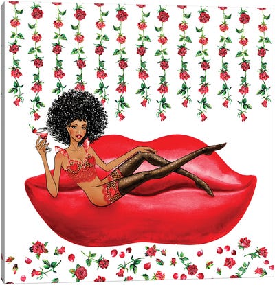 Lingerie Red Canvas Art Print - Martini