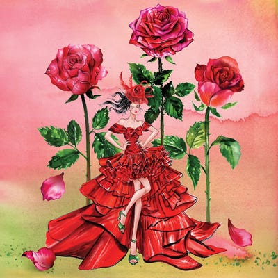 Giambattista Valli Red Dress by Sunny Gu framed wall art