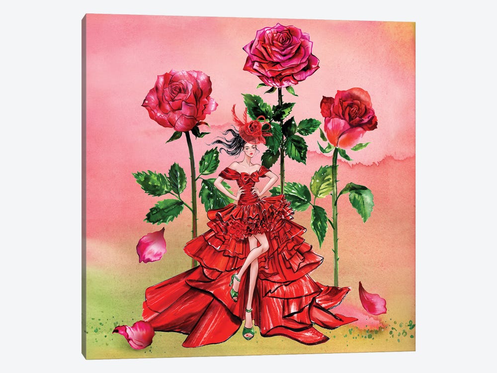 Giambattista Valli Red Dress by Sunny Gu 1-piece Canvas Print