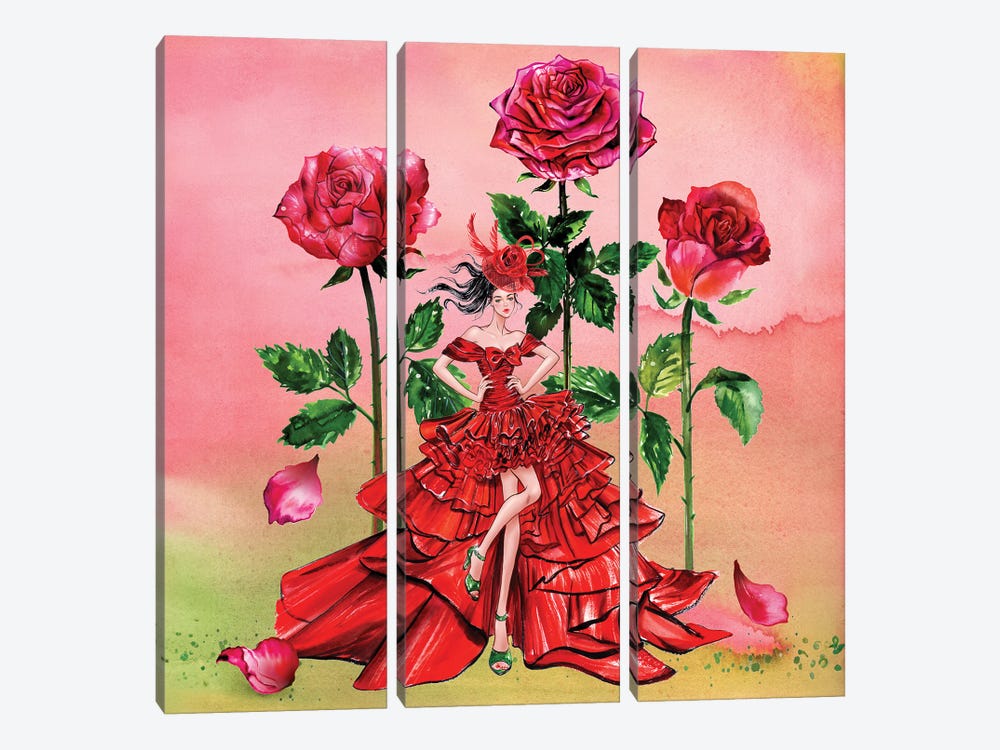 Giambattista Valli Red Dress by Sunny Gu 3-piece Canvas Print
