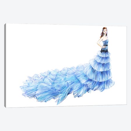 Blue Gown Canvas Print #SUN198} by Sunny Gu Art Print