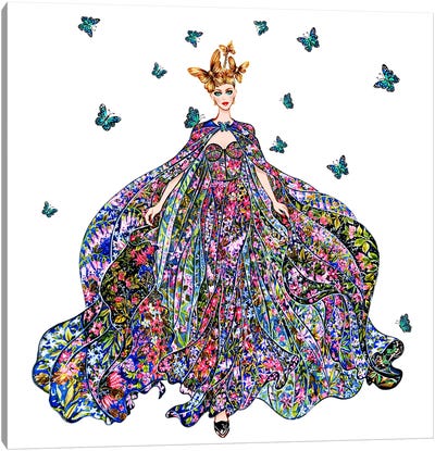 Butterfly Canvas Art Print - Floral Portrait Art