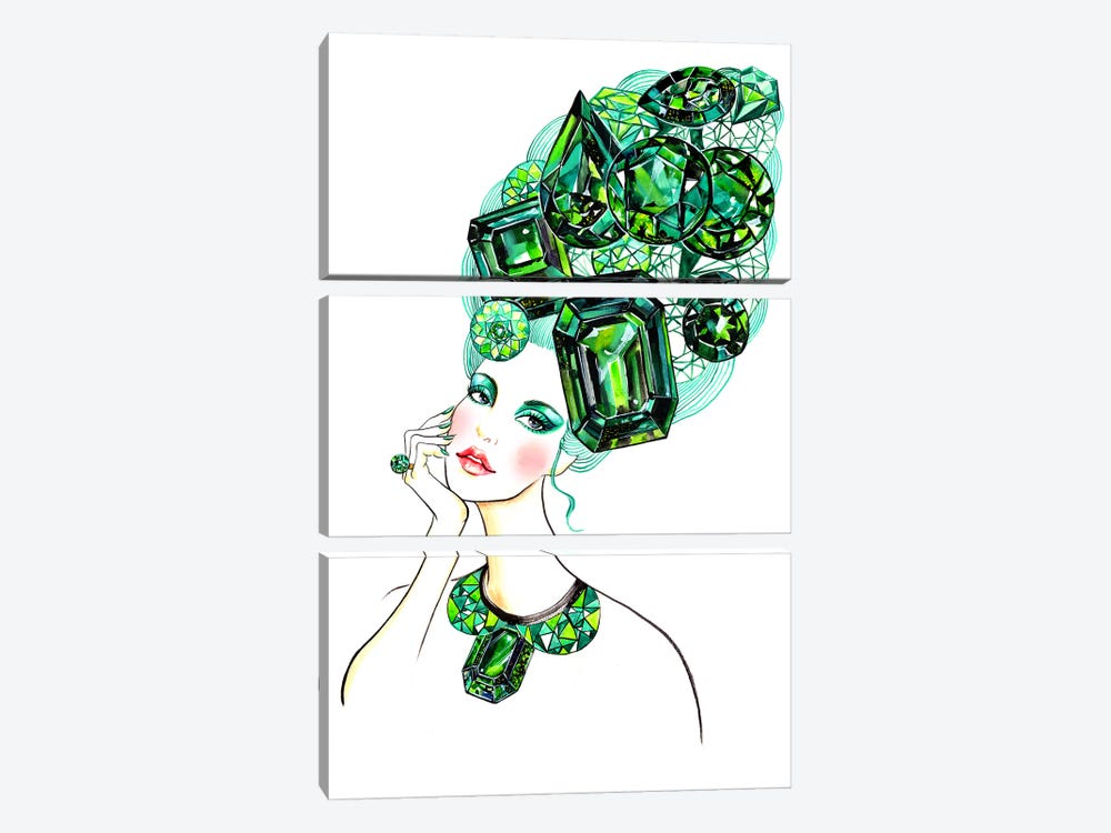 Emerald by Sunny Gu 3-piece Canvas Art