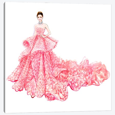 Pink Gown Canvas Print #SUN208} by Sunny Gu Canvas Print
