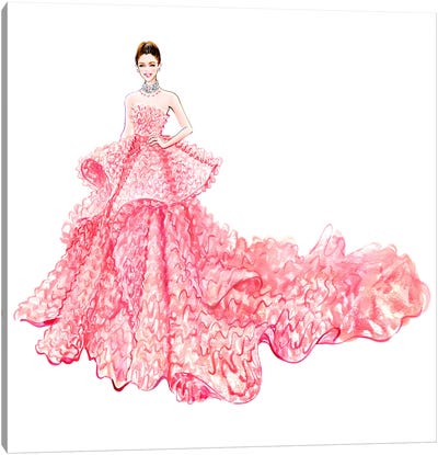Pink Gown Canvas Art Print - Art by Asian Artists