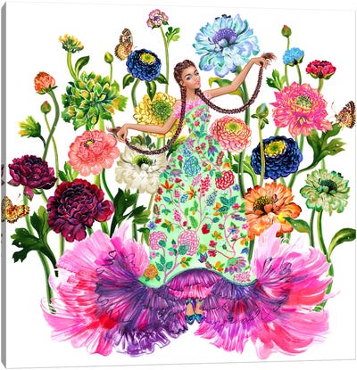 Spring Canvas Art Print - Floral Portrait Art