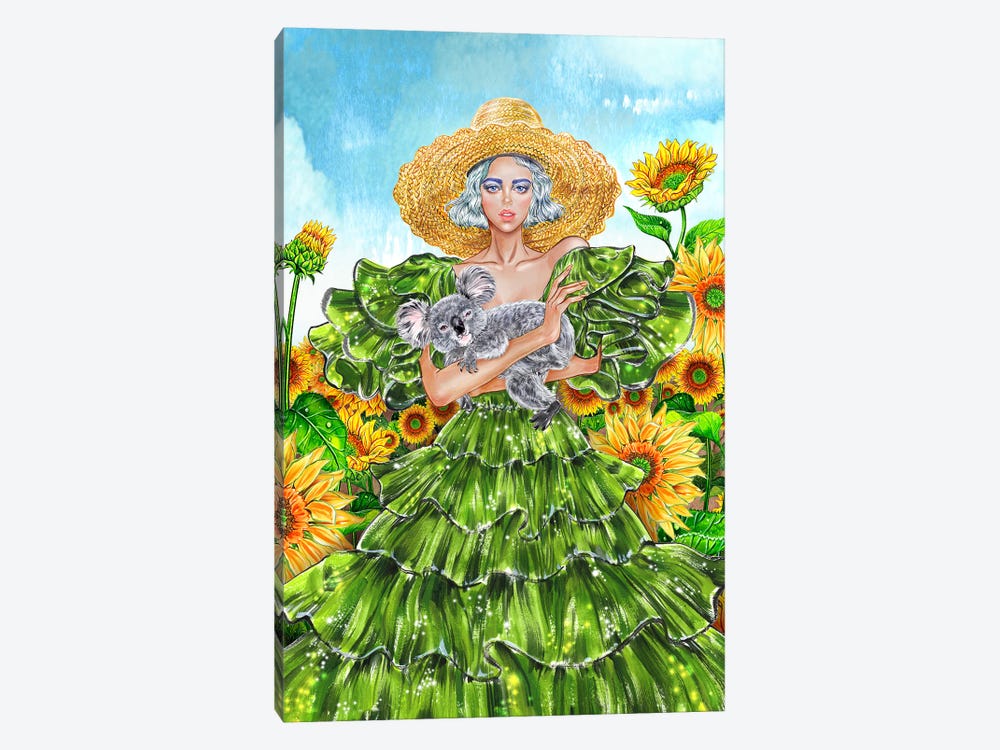 Sunflower Field Straw Hat by Sunny Gu 1-piece Canvas Art Print