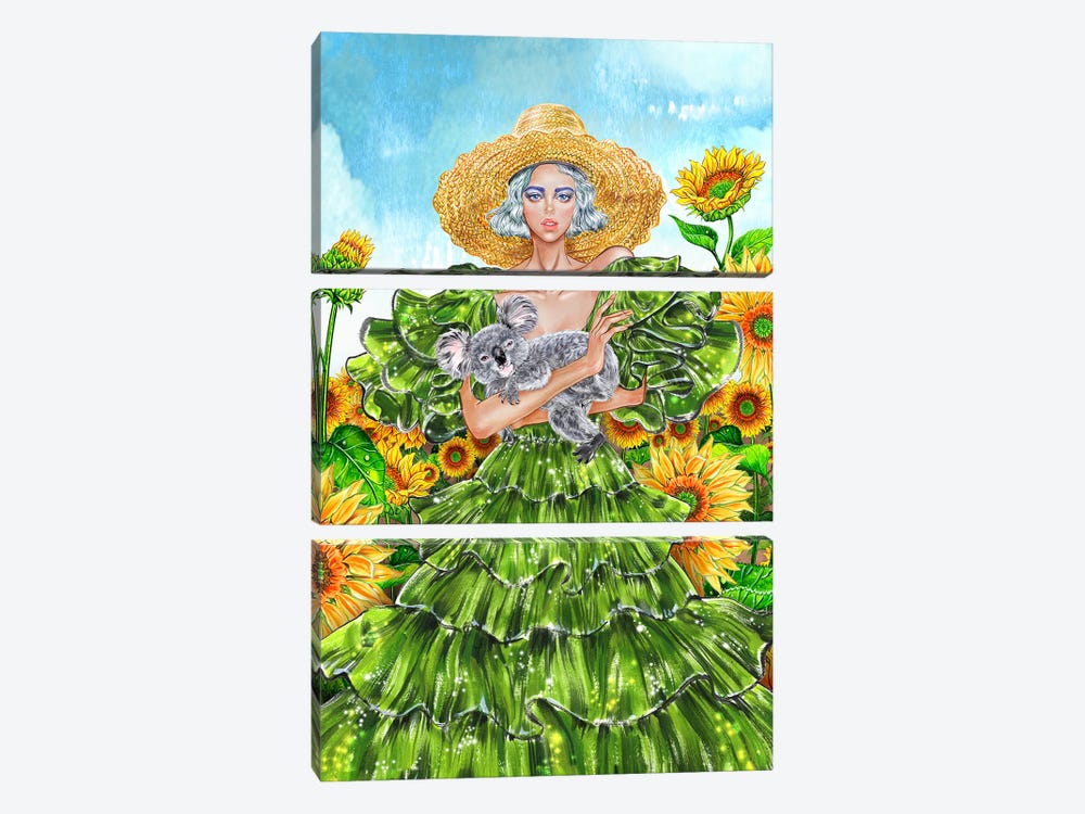Sunflower Field Straw Hat by Sunny Gu 3-piece Art Print