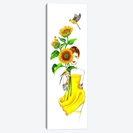 Sunflower Girl Canvas Print #SUN217} by Sunny Gu Art Print