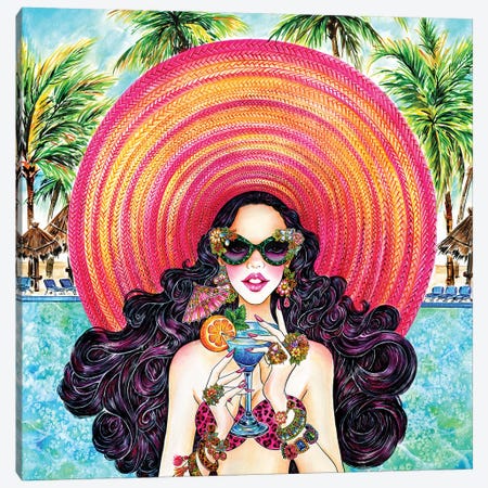 Palm Hat Canvas Print #SUN29} by Sunny Gu Canvas Art