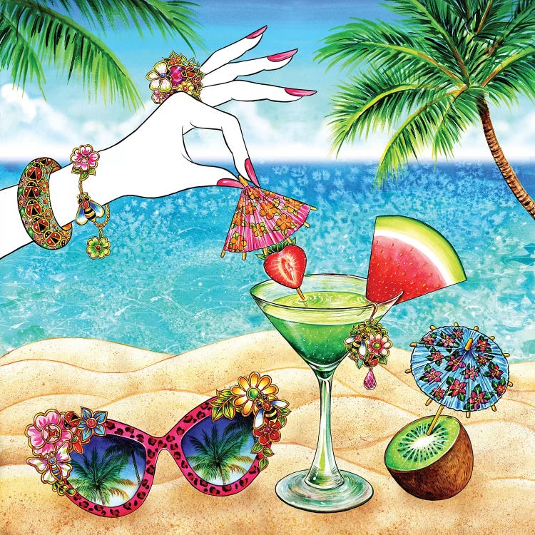 Pink Umbrella, Tropical by Sunny Gu wall art