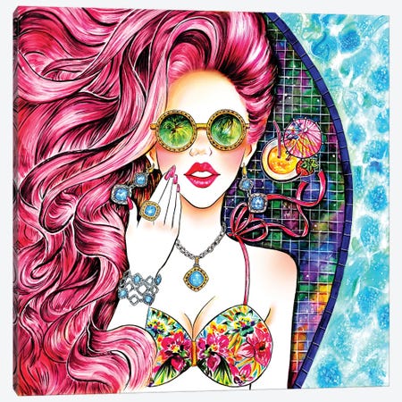 Poolside Pink Canvas Print #SUN36} by Sunny Gu Canvas Artwork