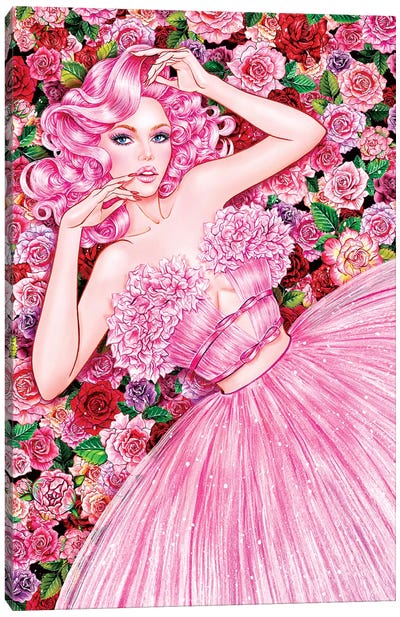 Rose Girl Canvas Art Print - Fashion Lover