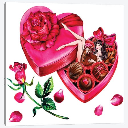 Valentine's Day Chocolate Canvas Print #SUN43} by Sunny Gu Canvas Wall Art
