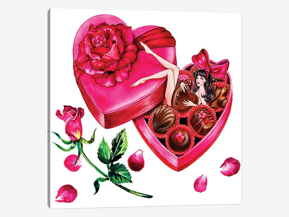 Valentine's Day Chocolate by Sunny Gu 1-piece Canvas Artwork