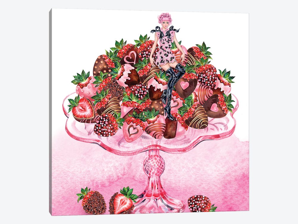 Girl Strawberry Dish by Sunny Gu 1-piece Canvas Art Print
