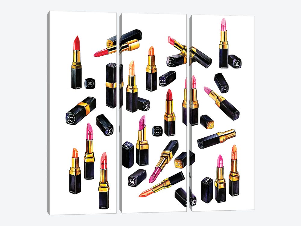 Lipsticks by Sunny Gu 3-piece Canvas Print