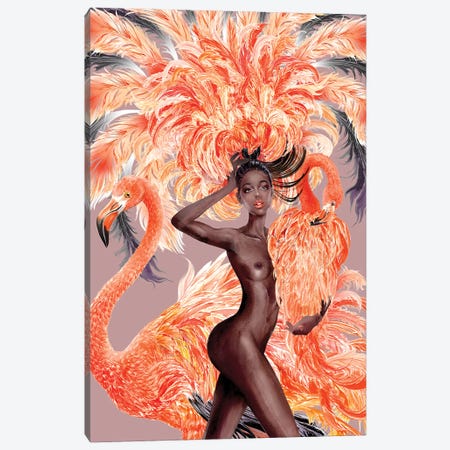 Caribbean Flamingo Canvas Print #SUN81} by Sunny Gu Canvas Art