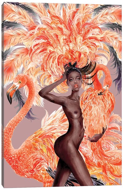 Caribbean Flamingo Canvas Art Print - Sunny Gu