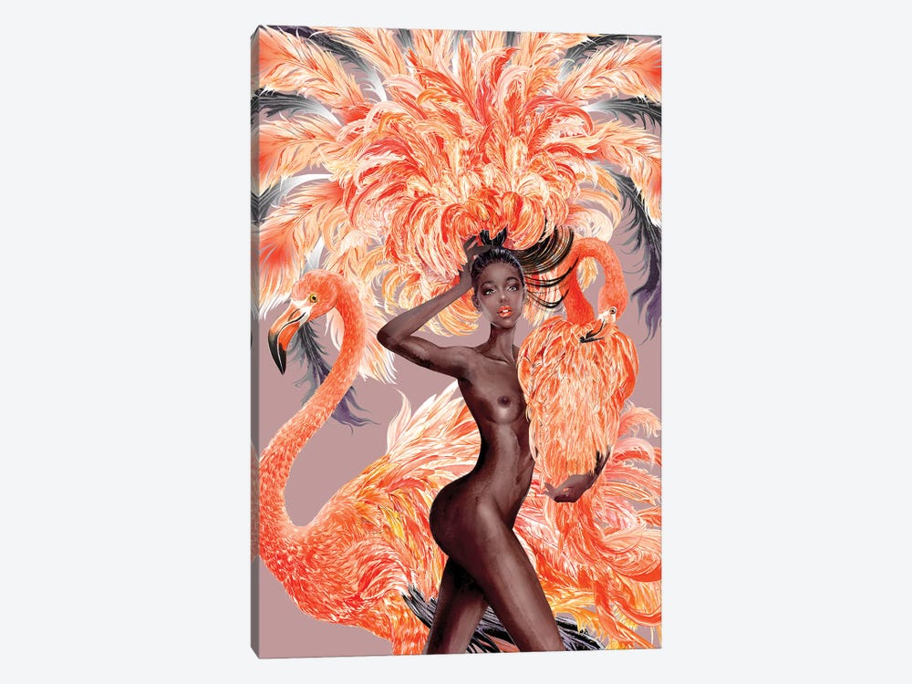 Caribbean Flamingo by Sunny Gu 1-piece Canvas Artwork