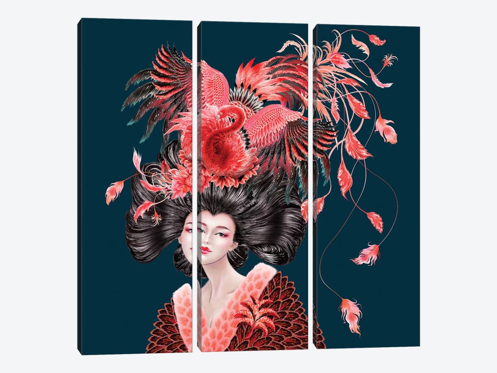 Flamingo by Sunny Gu 3-piece Canvas Print