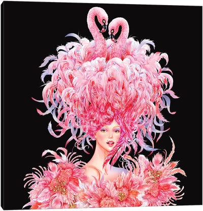 Flamingo Girl Canvas Art Print - Sunny Gu