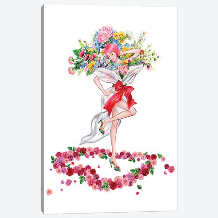 Floral Girl II Canvas Print #SUN85} by Sunny Gu Canvas Print