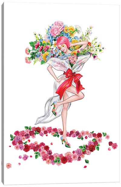 Floral Girl II Canvas Art Print - Sunny Gu