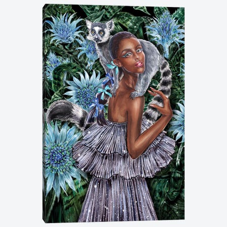 Lemur Ponytail Canvas Print #SUN96} by Sunny Gu Canvas Art