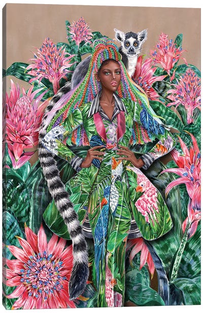 Lemur Tropical Suit Canvas Art Print - Primate Art