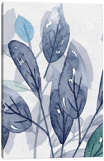 Shadow Leaves In Blue II Canvas Art Print