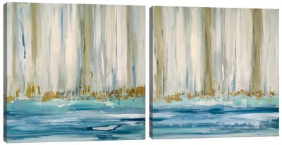 Mountain Water Diptych Canvas Art Print - Calm & Sophisticated Living Room Art