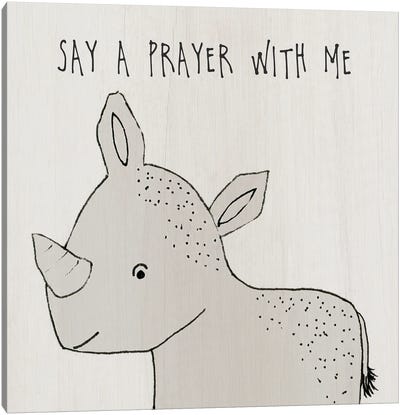 Say A Prayer With Me Canvas Art Print - Rhinoceros Art