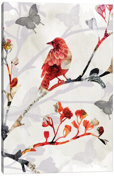 Bird and Cherry Blossoms I Canvas Art Print - Susan Jill