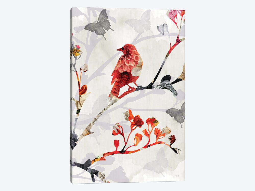 Bird and Cherry Blossoms I by Susan Jill 1-piece Canvas Print