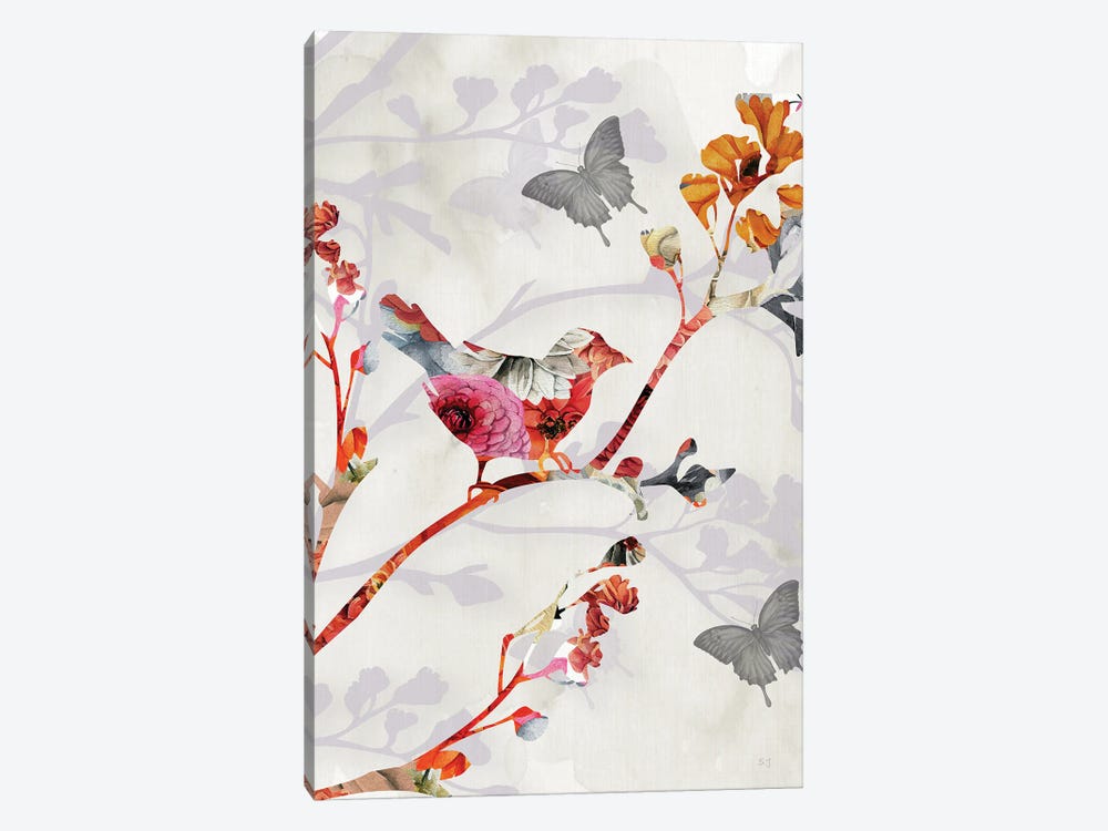 Bird and Cherry Blossoms II by Susan Jill 1-piece Canvas Wall Art
