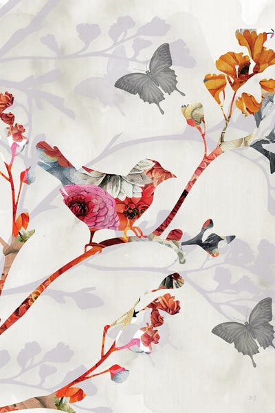 Butterflies and Flowers: Bird and Cherry Blossoms II by Susan Jill