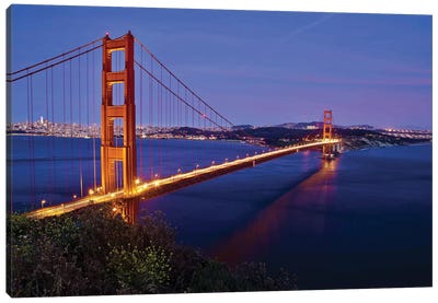 Golden Gate Sunset Canvas Art Print - Famous Bridges