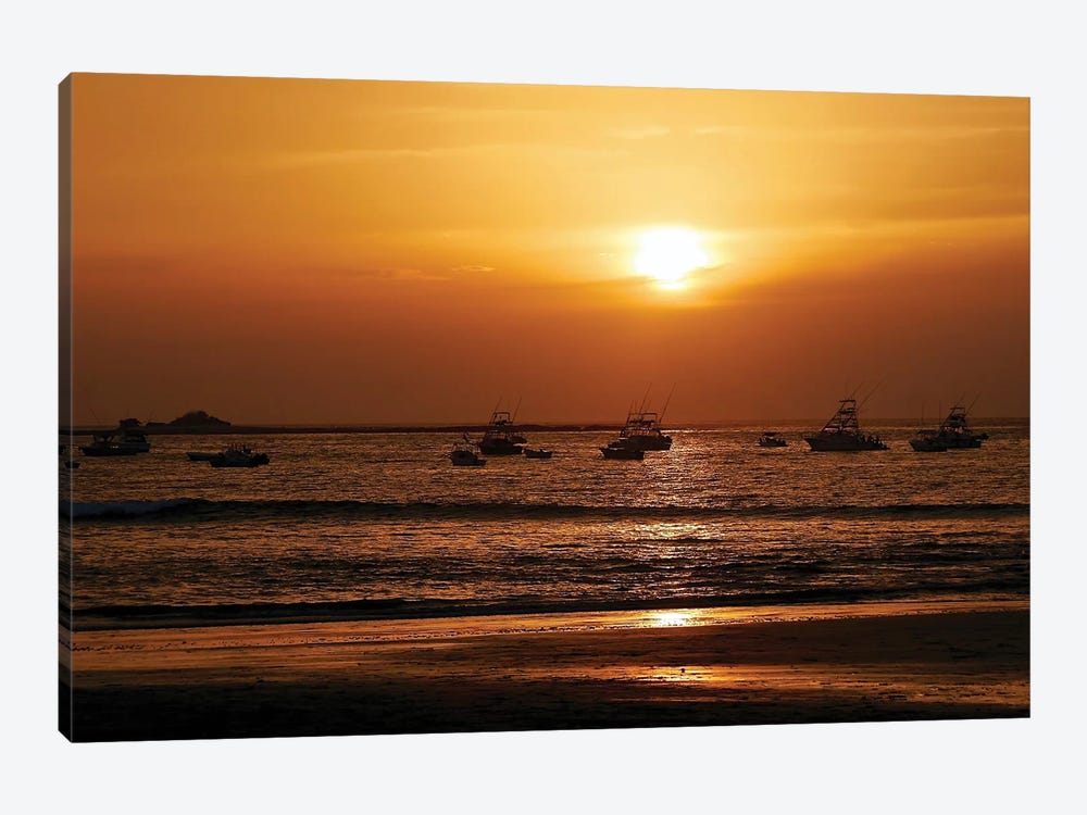 Boats On The Ocean At Sunset by Susan Vizvary 1-piece Canvas Print